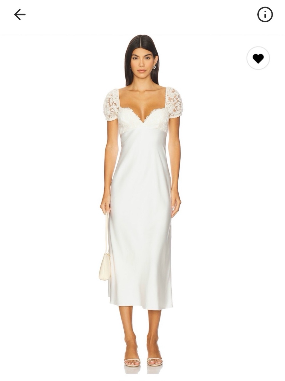 LPA White Lace Puff-Sleeve Midi Dress